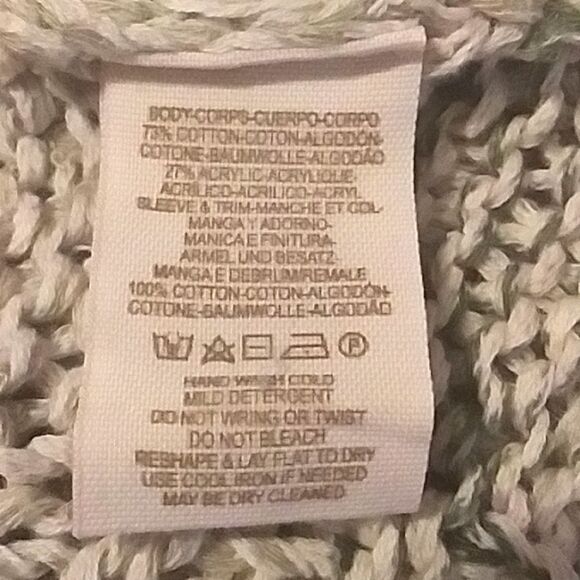 Free People Sweater Pull Over Off Shoulder V Back Open Weave Sea Mist M - Picture 12 of 13